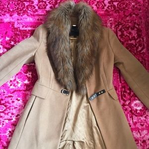 Faux Fur Trim Coat
